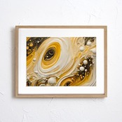 Golden Foam Flow｜ビールの泡と流れを描いた抽象アートポスター｜大人の晩酌空間を彩るモダンアート｜A2ポスター