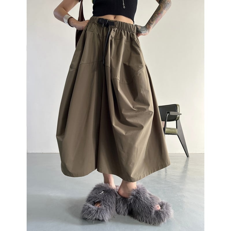 buckle belt wide pants 10847
