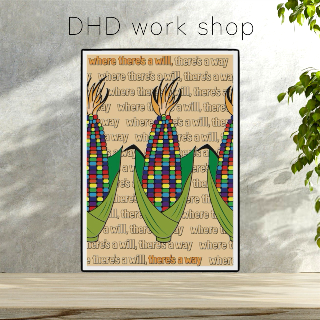 DHD(M)010【フレーム付きインテリアポスターA3　とうもろこしⅠ】