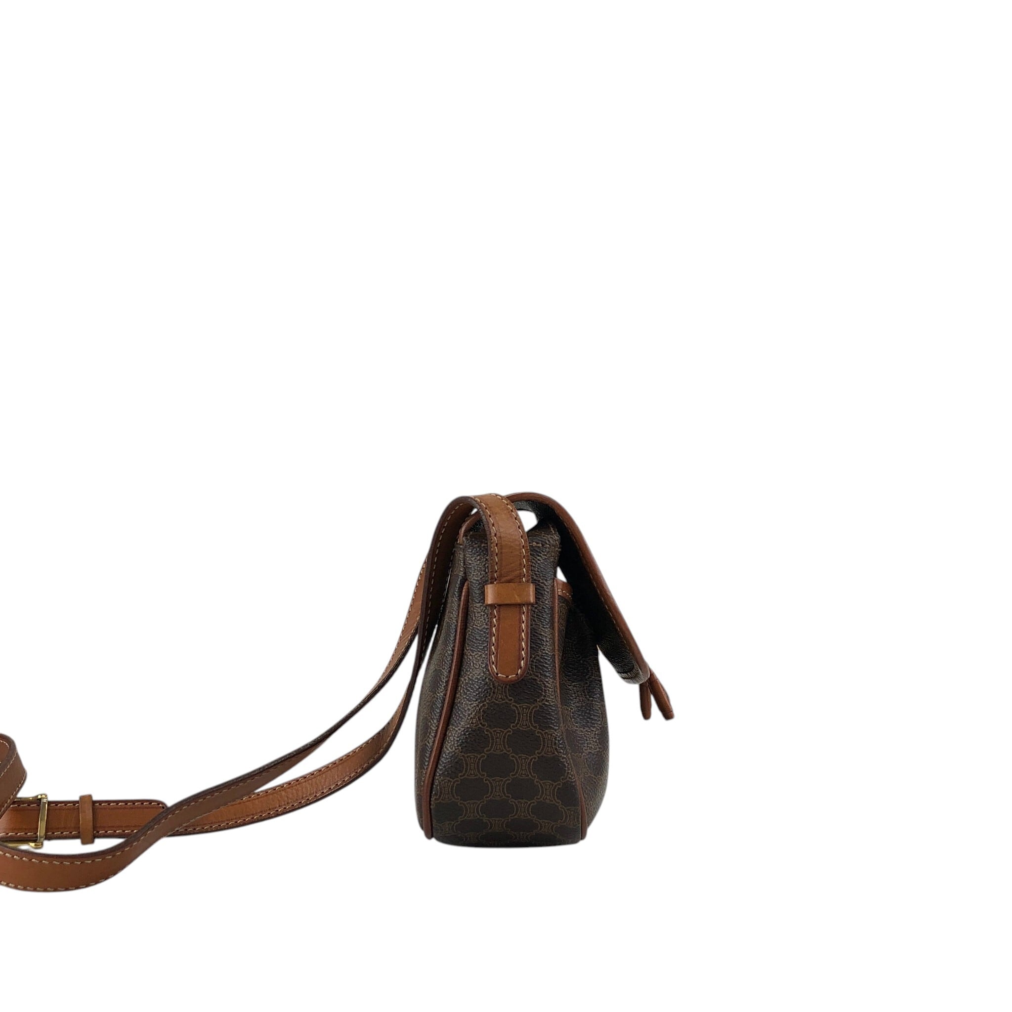 CELINE セリーヌ マカダム ショルダーバッグ ブラウン ブラゾン型押し