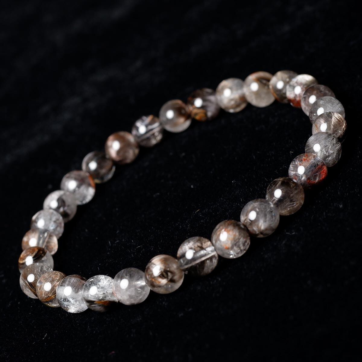 プラチナルチルクォーツ ブレスレット 7mm 一点物 111-35633
