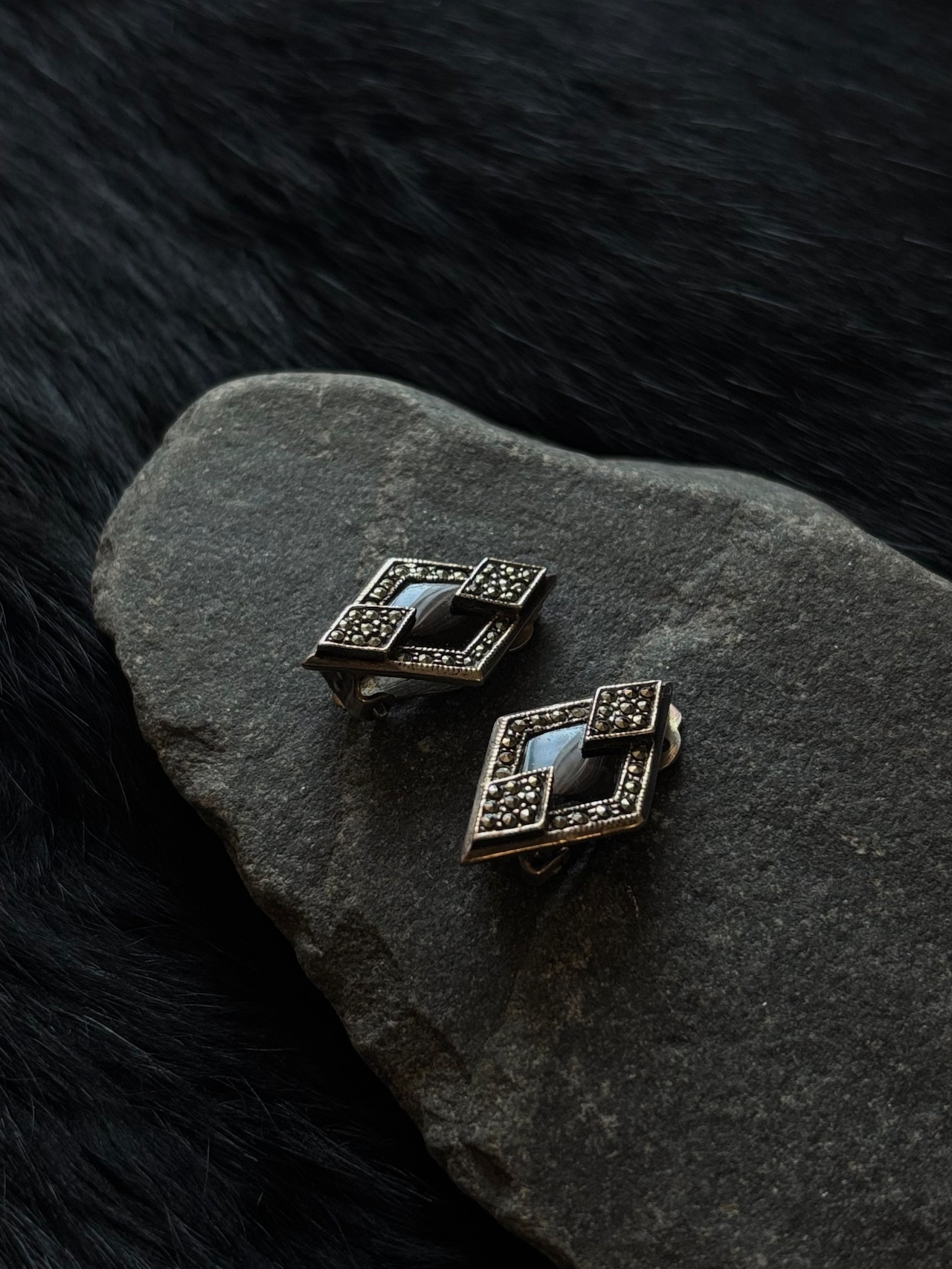 Silver 925 earring rhombus-4-5