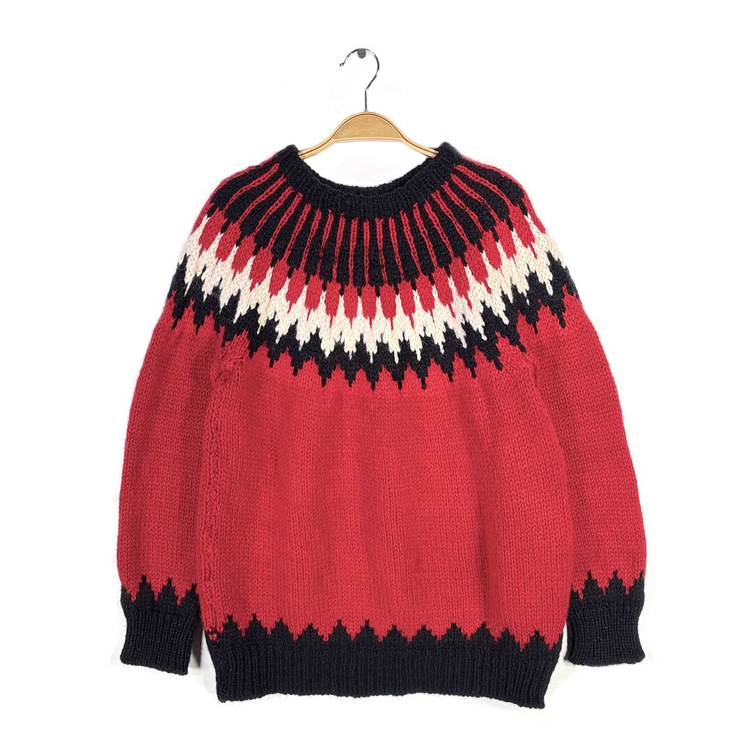 60s ヴィンテージ カウチンセーター フード付き ブラウンベース 肉厚