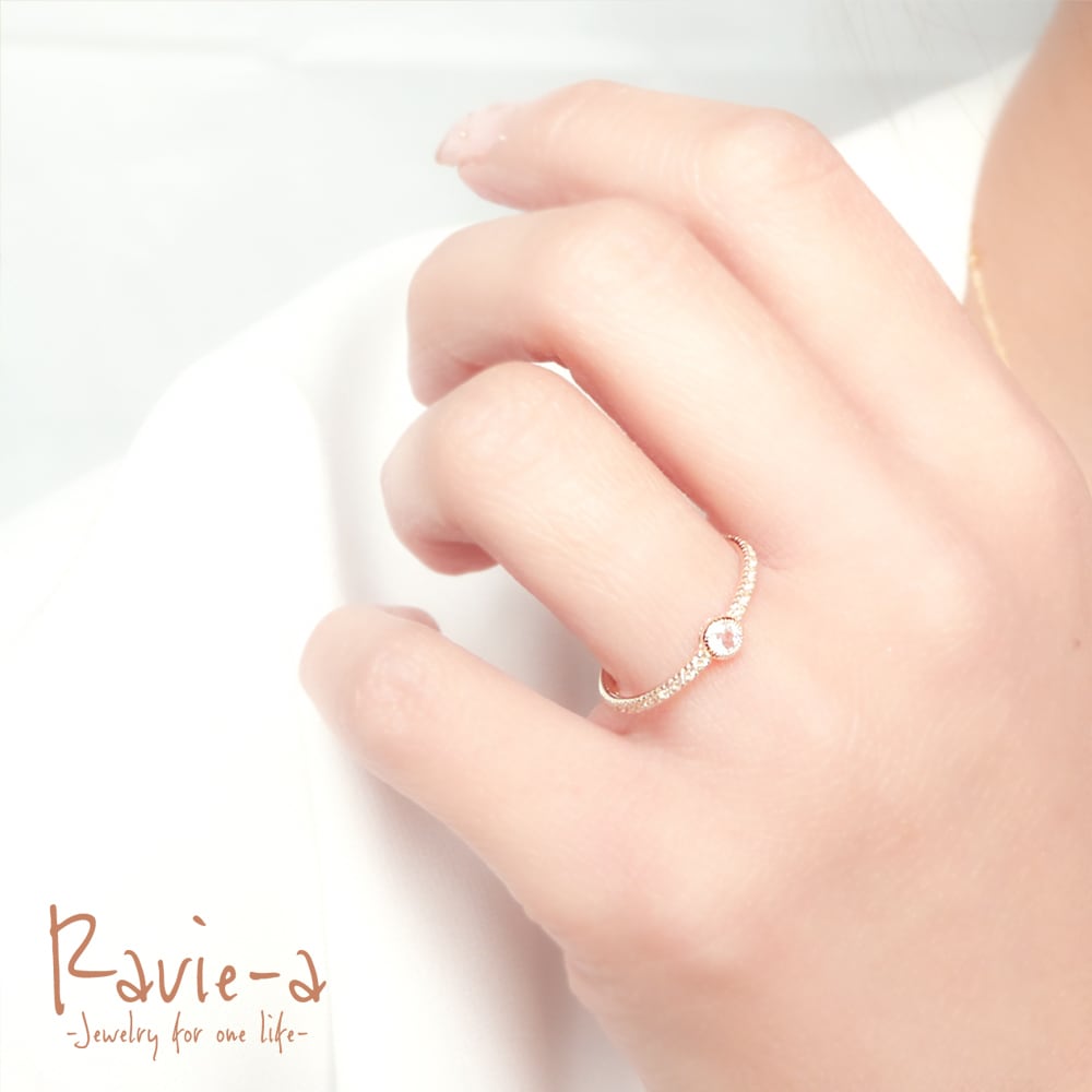 ブルームーンストーン 指輪 ホワイトトパーズ ハーフエタニティリング