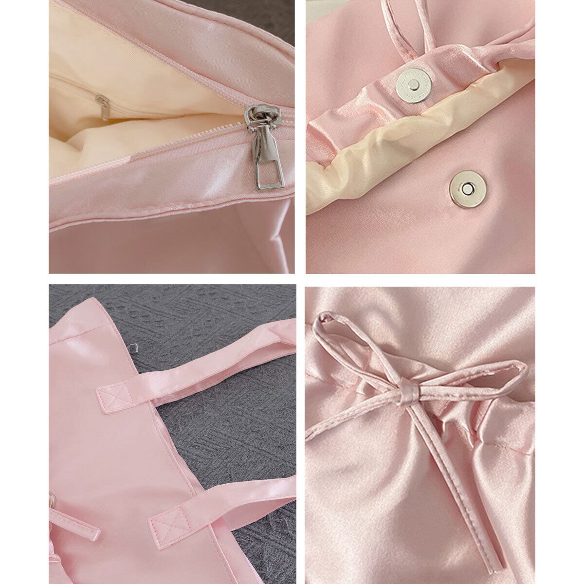 トートバッグ リボン レディース 韓国 大容量 軽量 A4 きれいめ 大人 かわいい おしゃれ 通勤 通学 フェミンイン ギャザー バッグ 柔らかい フリル 大人可愛い 大人女子