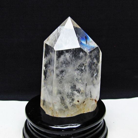 水晶 六角柱 水晶 ポイント 台座付属 置物 原石 一点物 152-4563