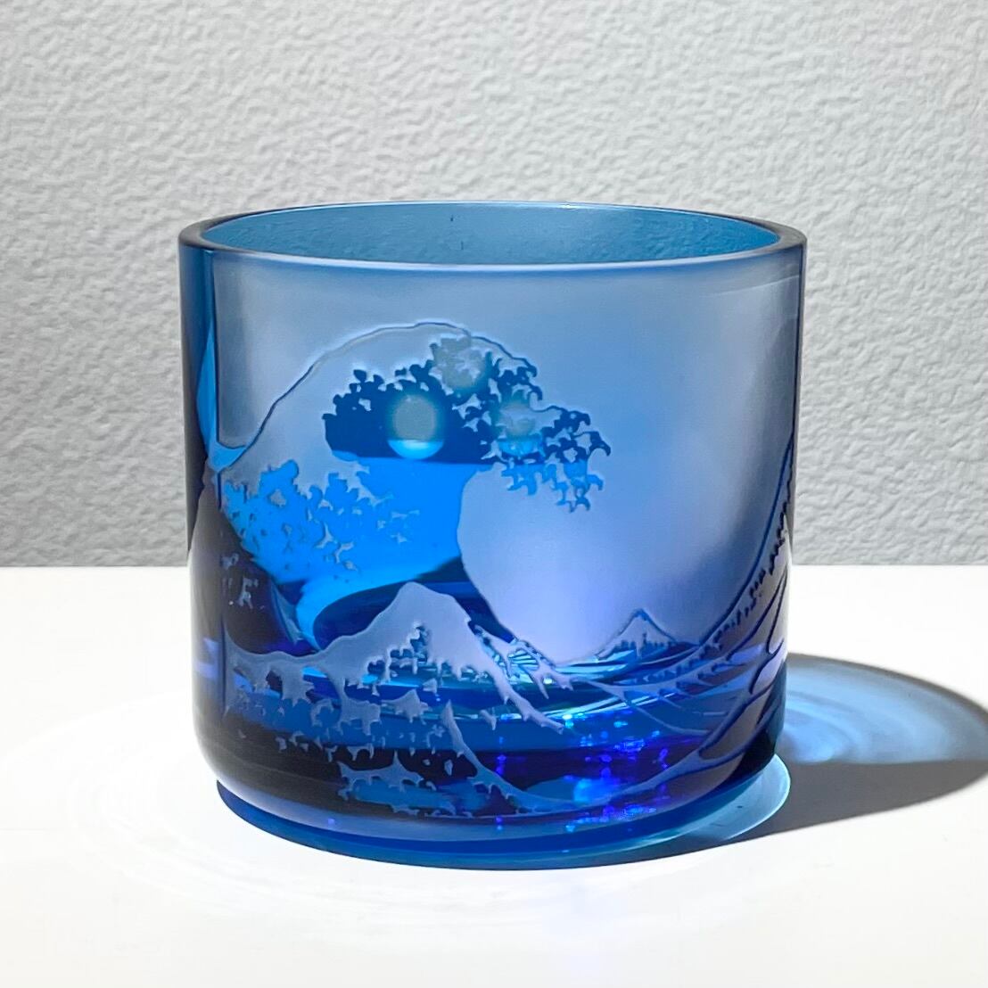 酒グラス 砂絵切子 富士と白波 | NakakinGlass