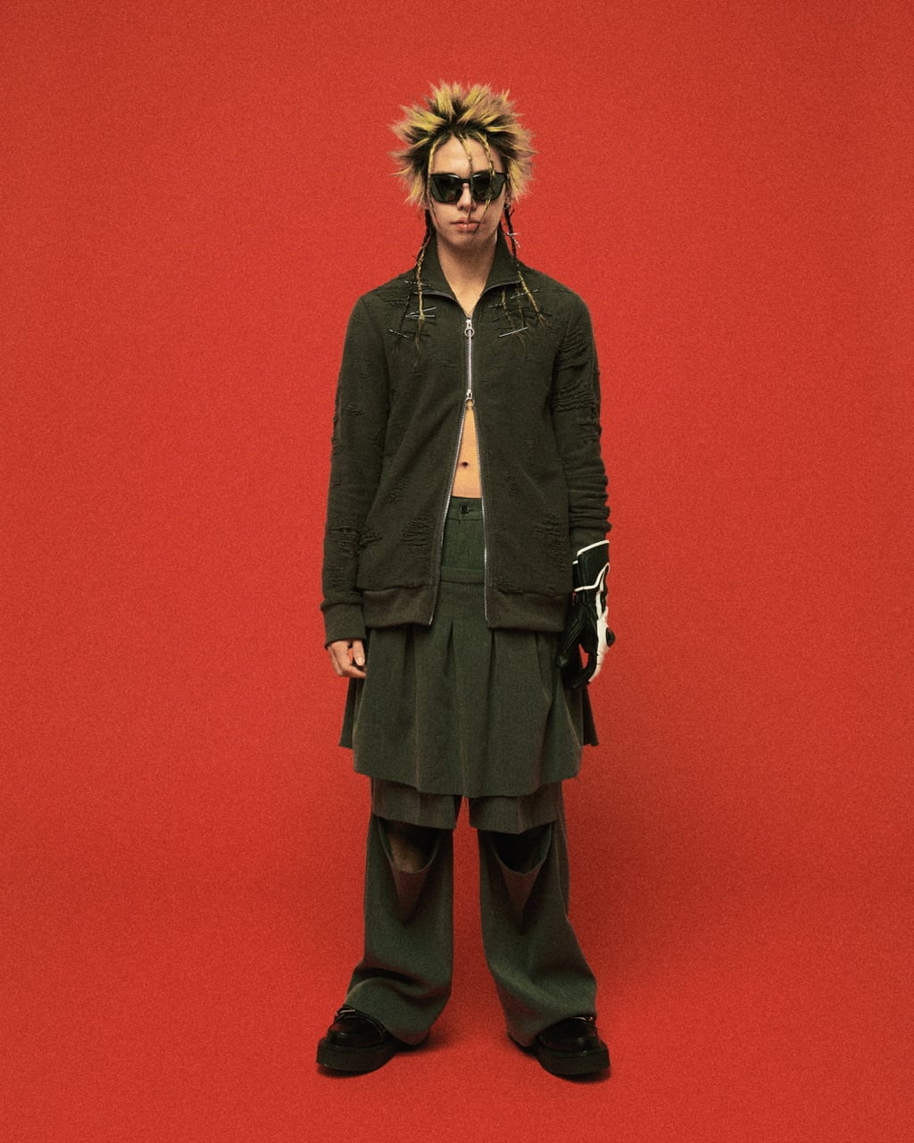 スリットレイヤードスラックス　GRAY