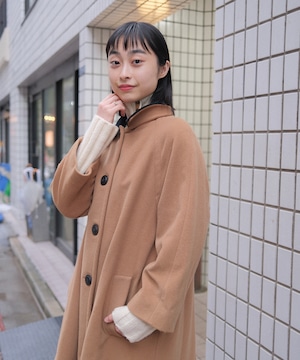 【送料無料】Beige black collar coat