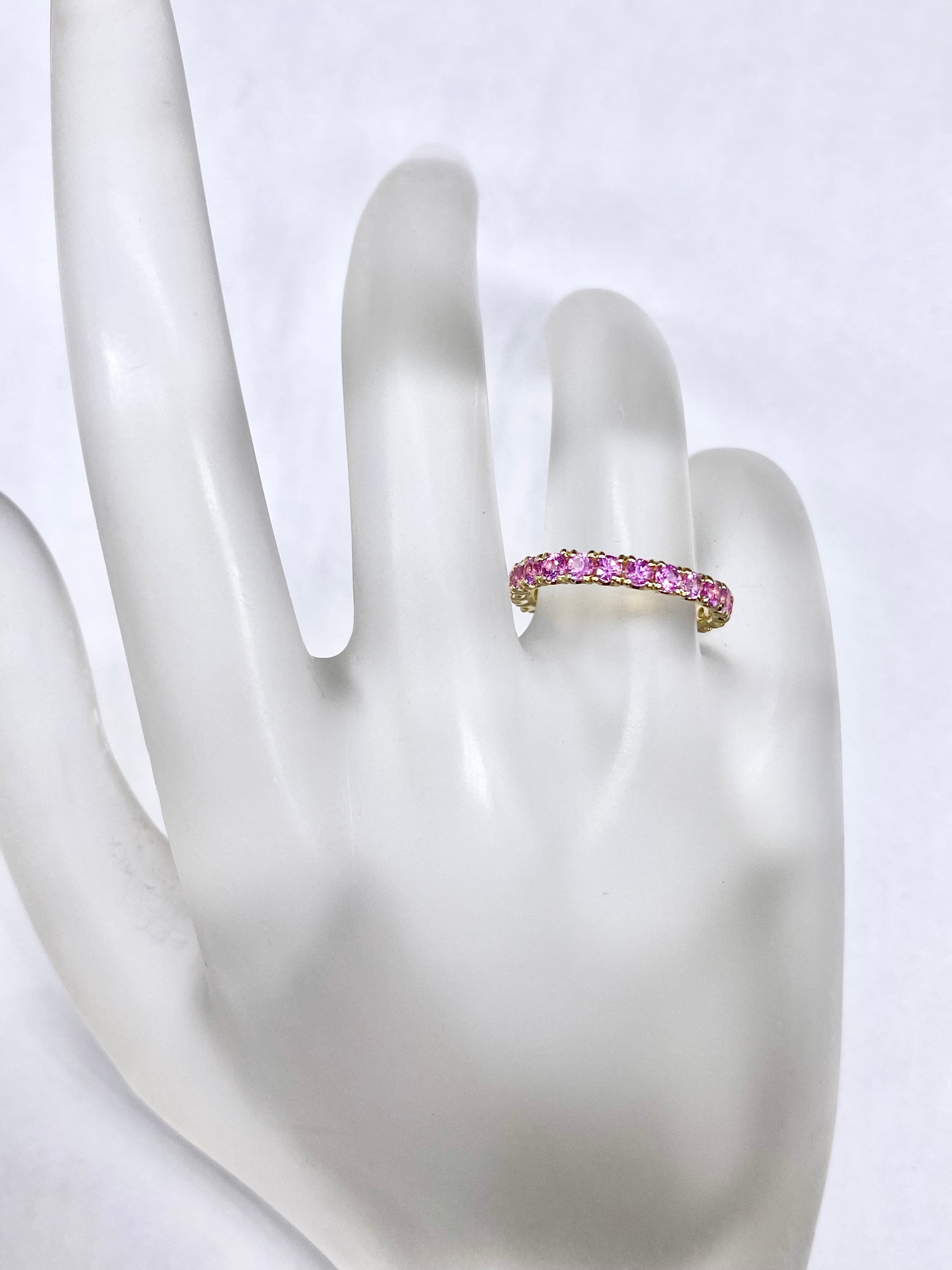 フルエタニティ　k14天然ピンクサファイアリング2ct ピンクサファイア ハートシェイプ ハーフエタニティ 指輪 プラチナ