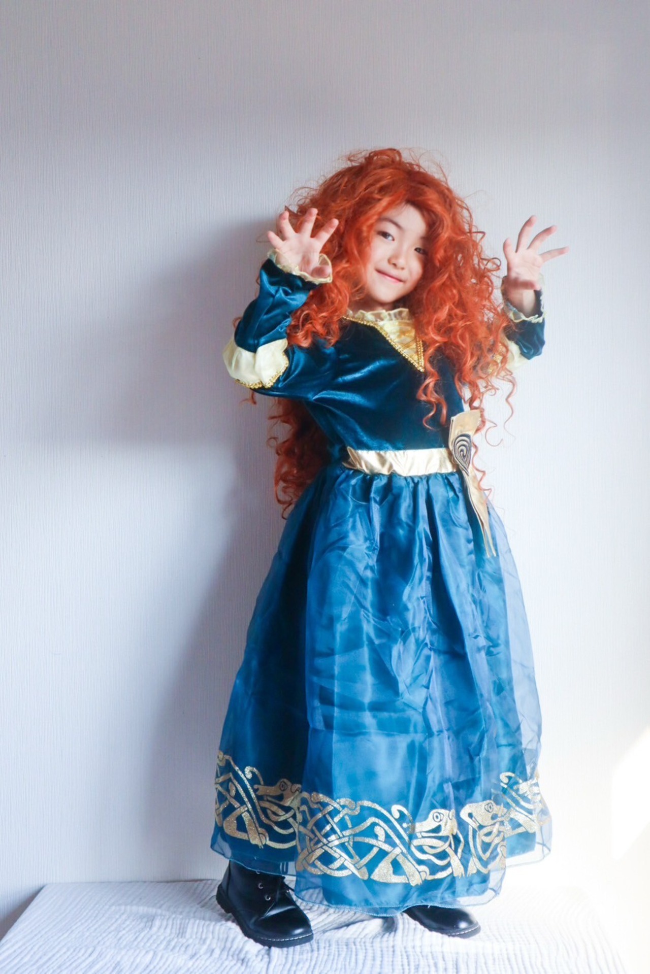 100/140のみ【即納】長袖ワンピースドレス グリーン [ プリンセスドレス ハロウィン 仮装 メリダ風 ]