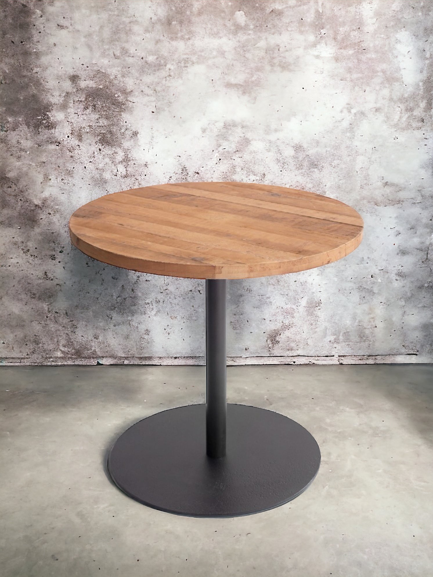 OLD FIR WOOD × BALCK STEEL ROUND TABLE / モミ古材 × ブラック 