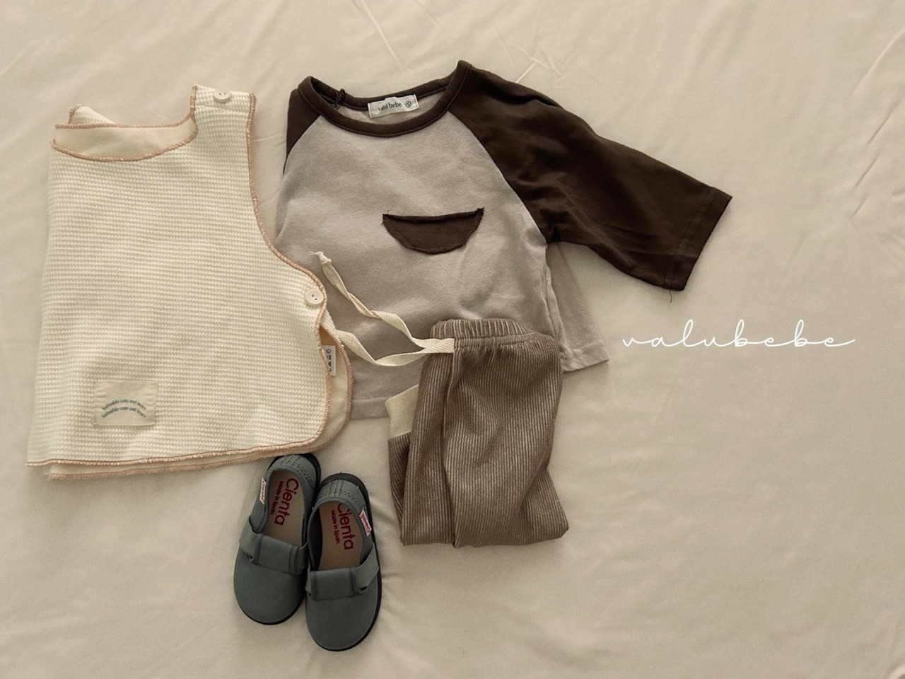 【valu bebe】2トーンバイカラーリブパンツ ブラウン 60〜90cm - 7