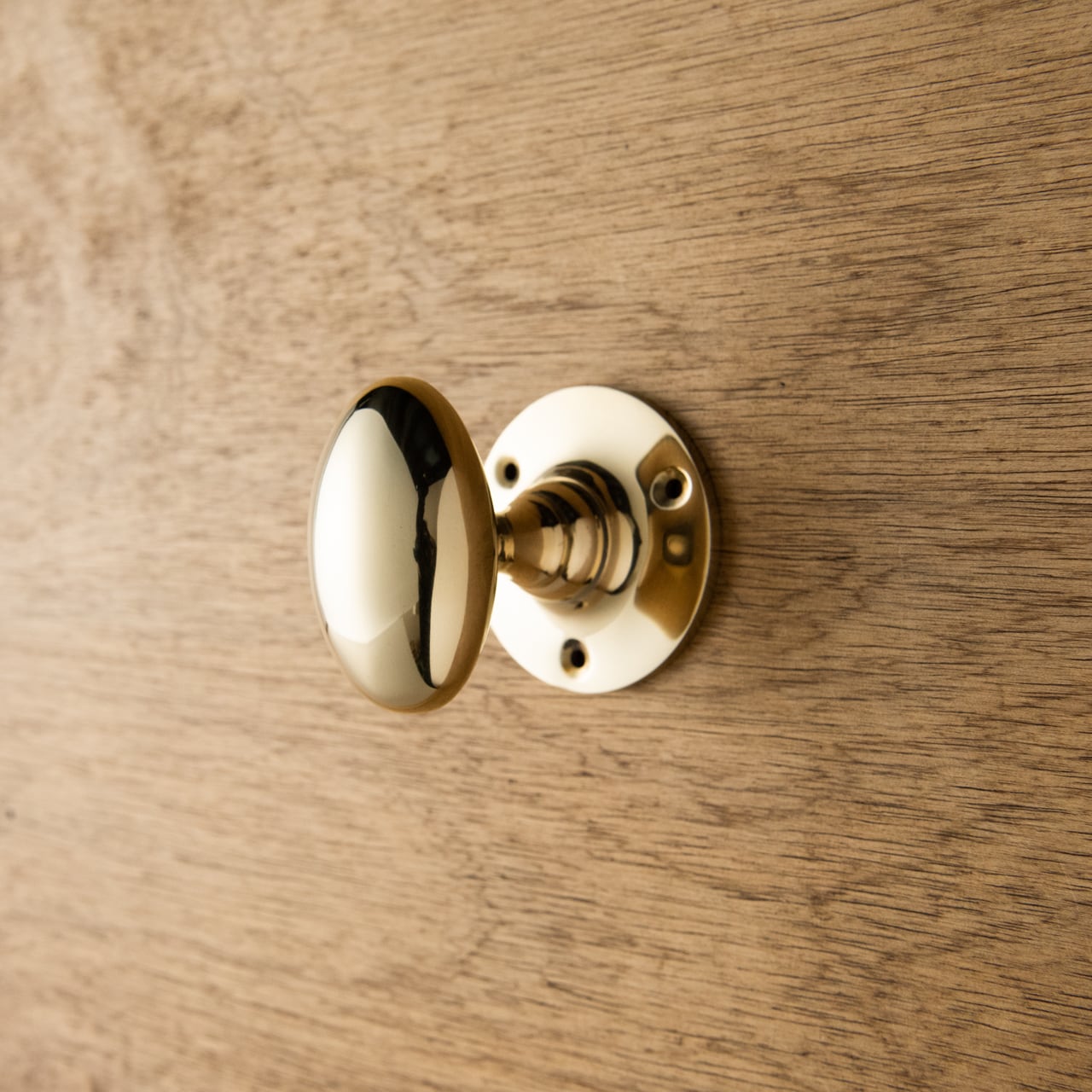 楕円持ち手・丸座ドアノブ 金 | PASSAGE DUVE