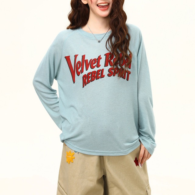 ヴィンテージライクロゴレタリングロングスリーブTシャツ 2col R02513