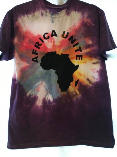 ガーナの手染めTシャツ【L】　AFRICA UNITE-⑦