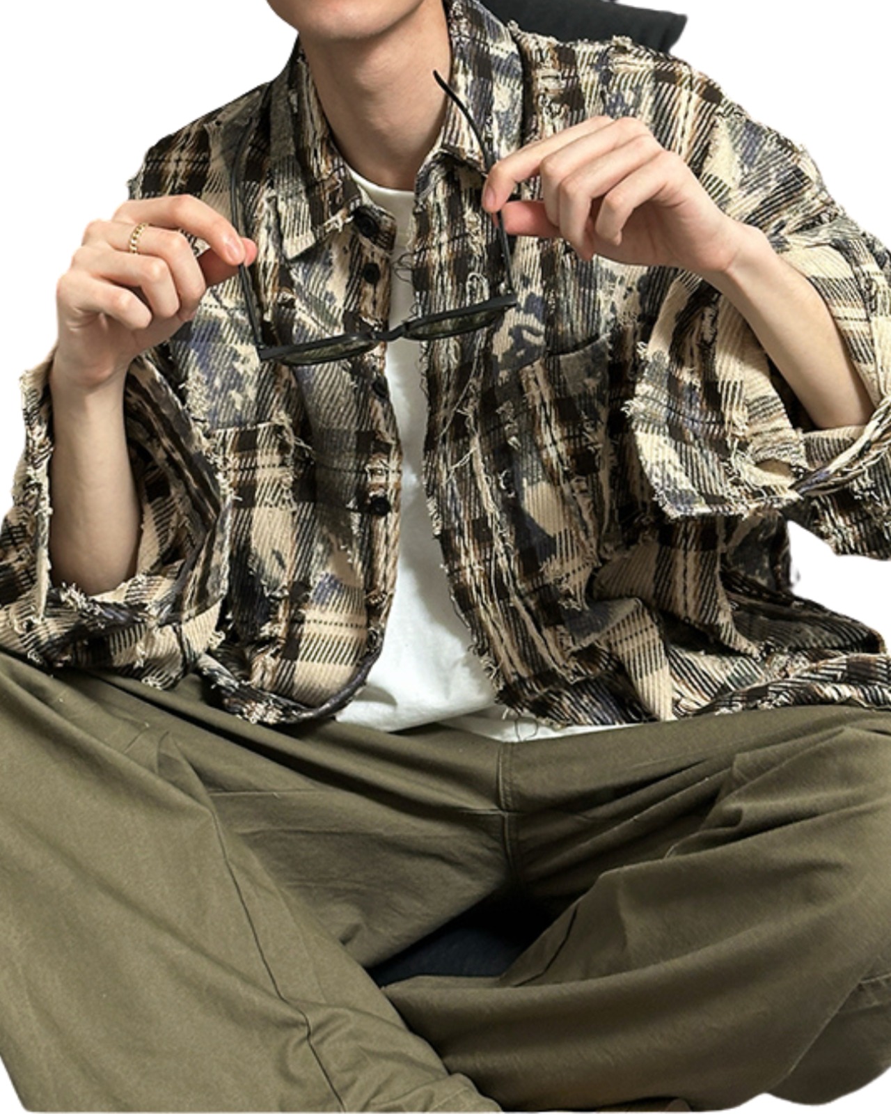 下半身スッキリ設計｜ローエッジチェックシャツ(SH00025)