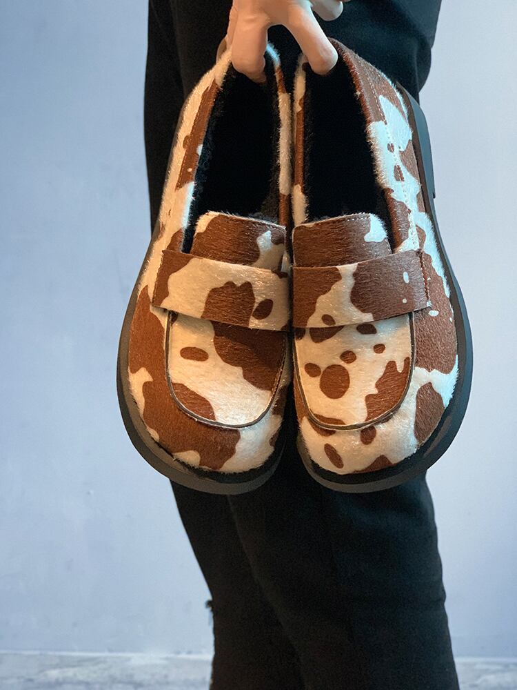 スタンダードシングルウィンターベルベット 靴 シューズ レトロ ローファー 冬物 フェイクシューズ43062758959