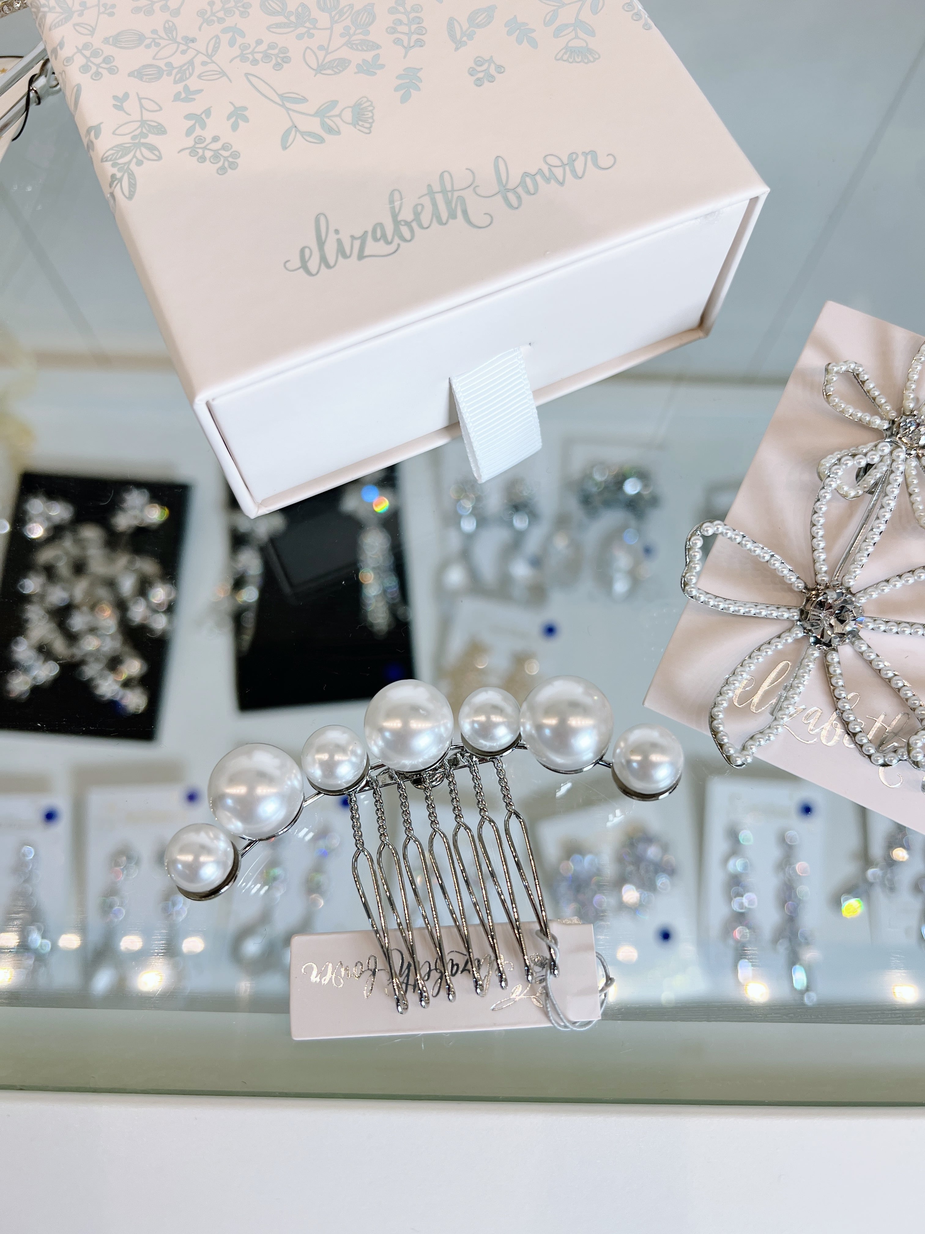 Elizabeth Bower】Pearl Dublet Garland Comb シルバー | ウェディング