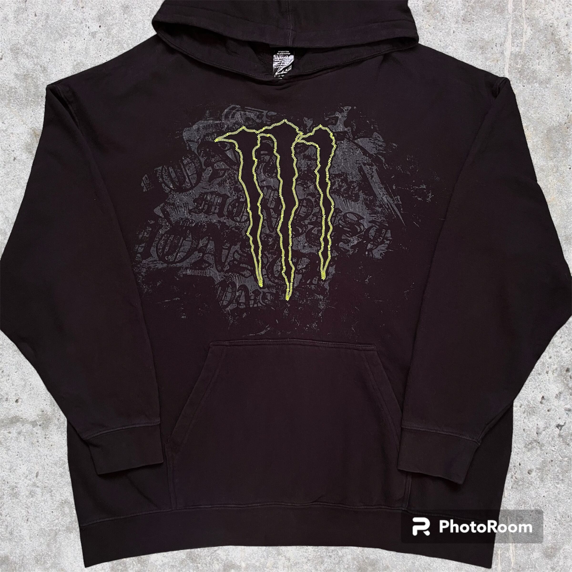 MONSTER ENERGY モンスターエナジー モンエナ スウェット パーカー プルオーバー プリントロゴ USA古着 黒 XXLサイズ