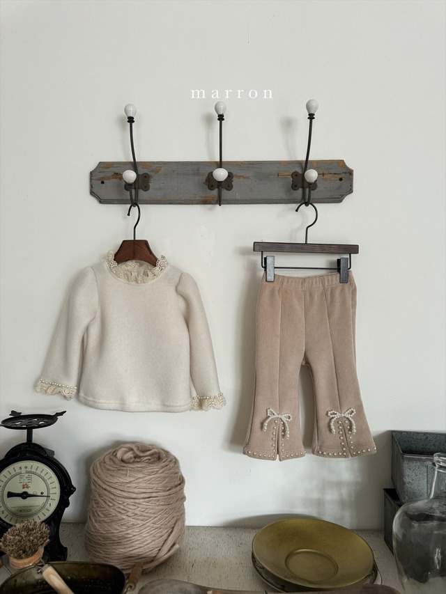 ラスト1 M【即納】<marron>  Angel pearl blouse