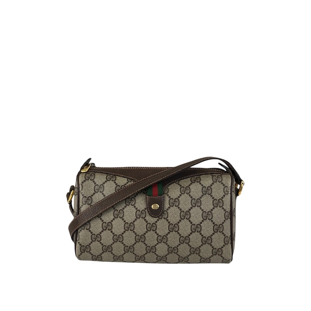 GUCCI グッチ シェリーライン ショルダーバッグ ベージュ PVC レザー ミニバッグ vintage ヴィンテージ オールド 7bz4rt