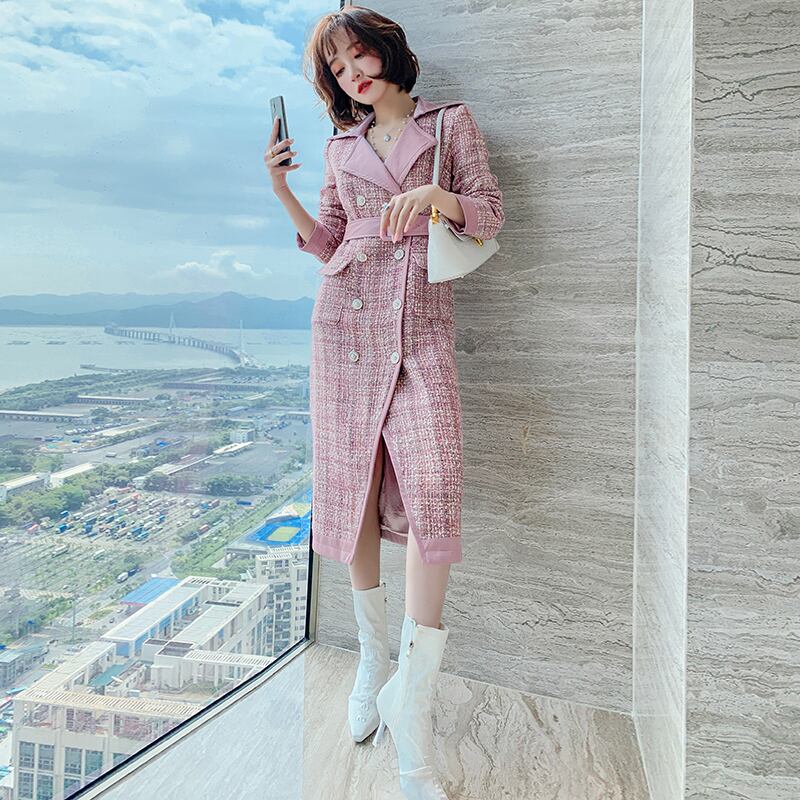 ツィードダブルブレストコート ジャケット オータムウィンター 秋物 冬物 パール 真珠 MIUCO6901977558