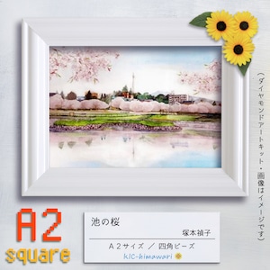 【国内製造】A2s tei-062『池の桜』塚本禎子のダイヤモンドアートキット❀