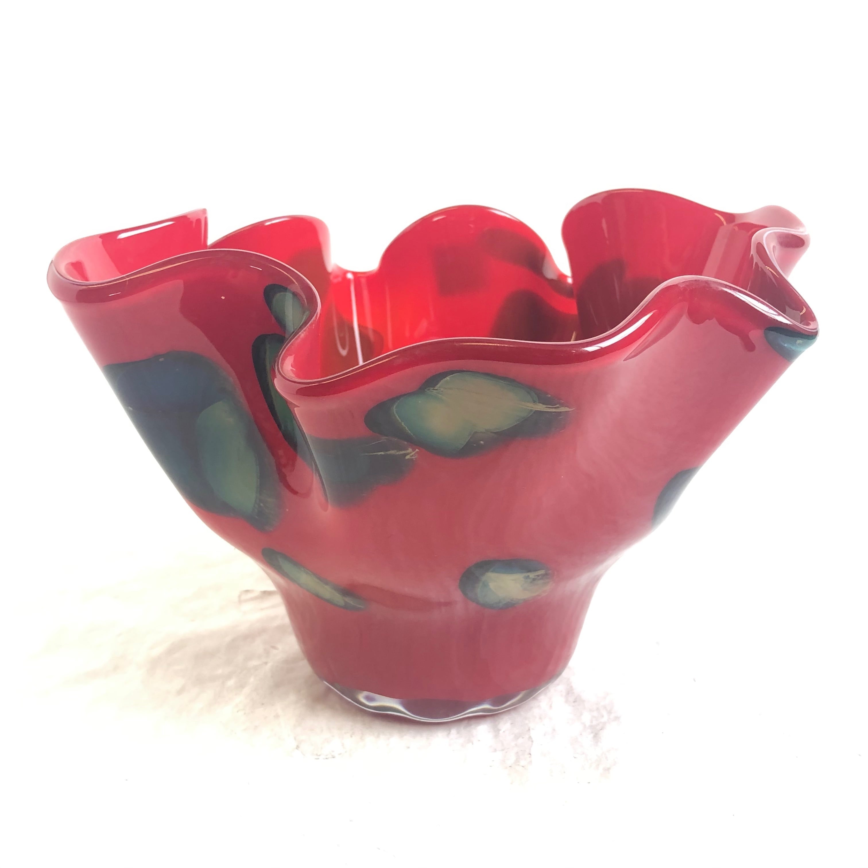 昭和レトロ　マルテイグラス　ハンドクラフト　ガラス花瓶　フラワーベース