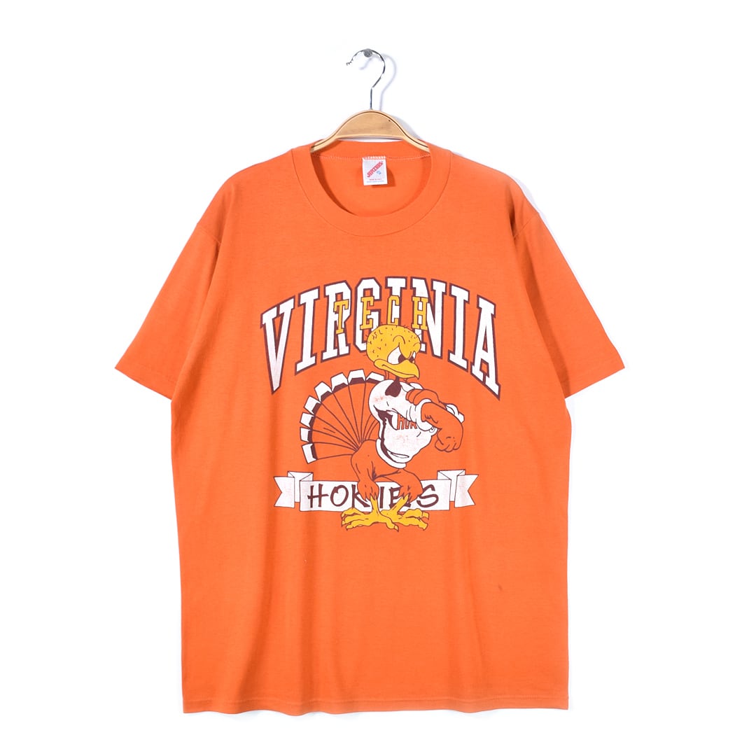90s バージニア工科大学 USA製 ヴィンテージTシャツ カレッジ オレンジ VIRGINIA TECH HOKIES ジャージーズ メンズXL 古着 @BZ0430