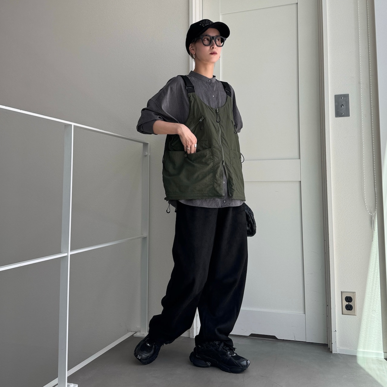 2wayフィッシングベストbag/カーキ