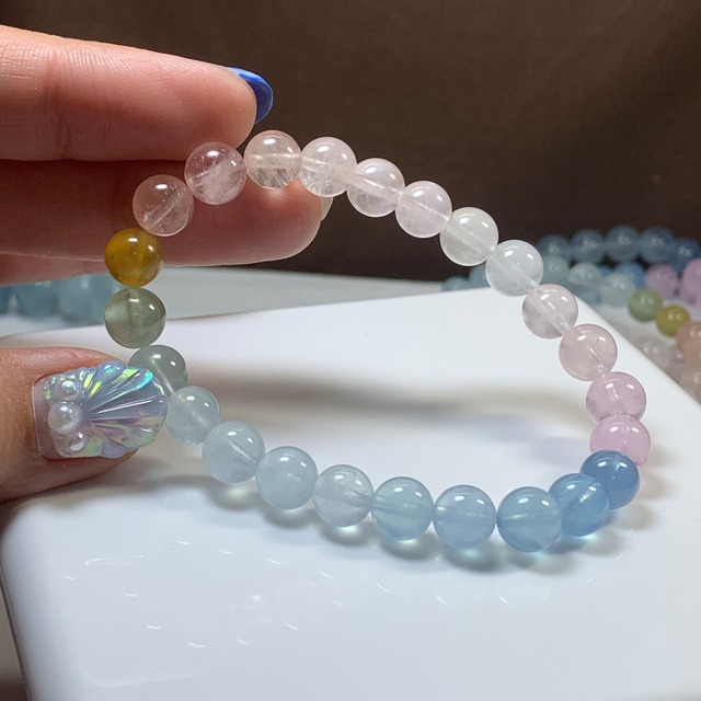 no5.爽やかパステル☆グラデーションミックスベリル ブレスレット