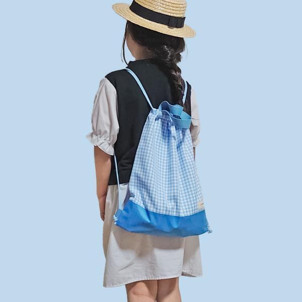 撥水ナップサック ギンガムチェック×ピンク 85-75260-3 | naturalbaby