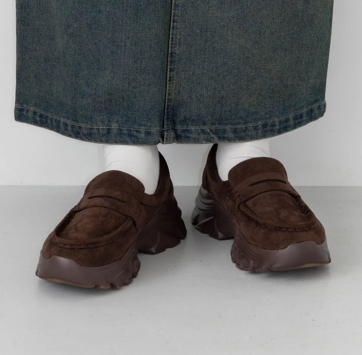 【新品未使用】EVOL スニーカーソールローファー M ブラウン スニーカーソールローファー 【S-LLサイズ展開・軽量】 1Z5849