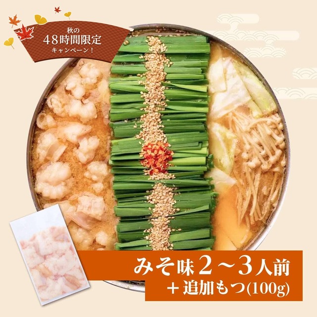 【48時間限定！追加もつ100g付き！】和牛もつ鍋みそ2~3人前