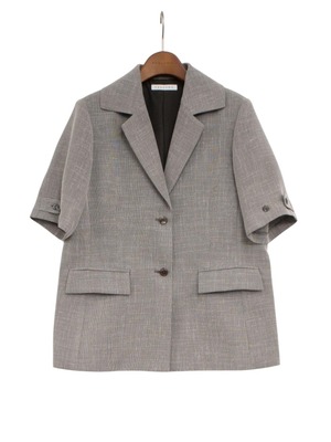PANO-VE-013 ∫LENO TWEED HALF SLEEVES JACKET_GRAY