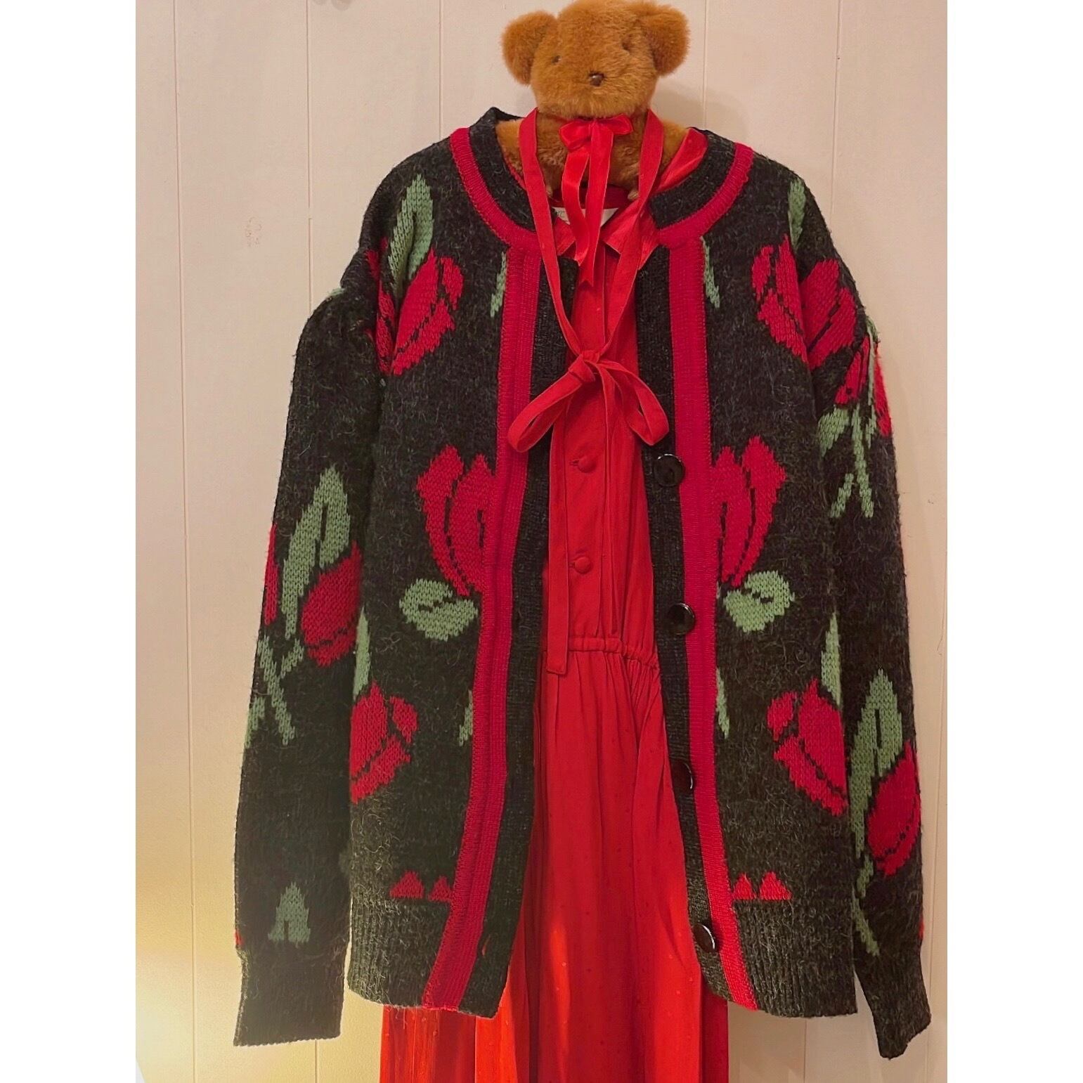 tulip jacquard knit cardigan