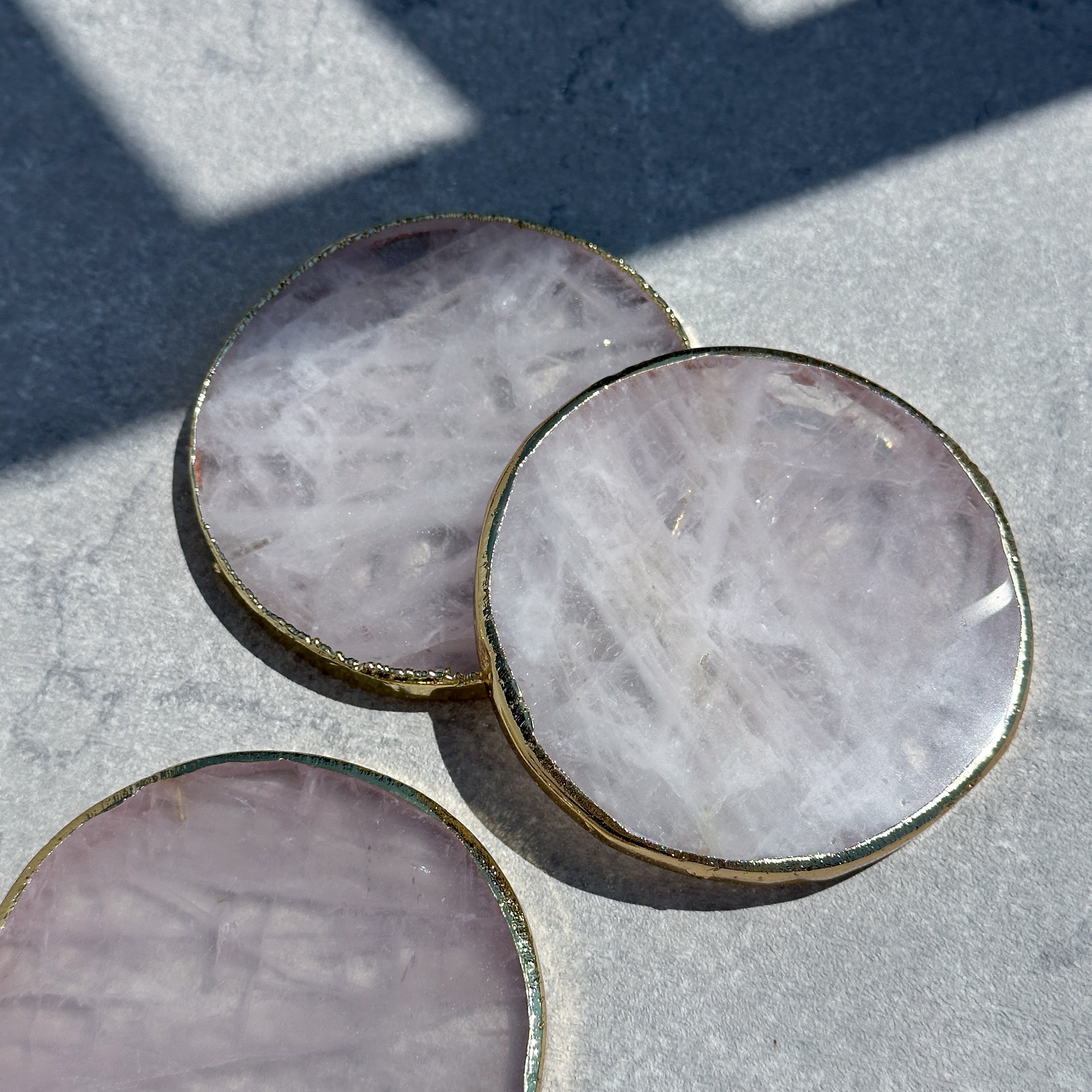 ローズクォーツコースター・丸型 02小◇Rose Quartz Coaster◇天然石