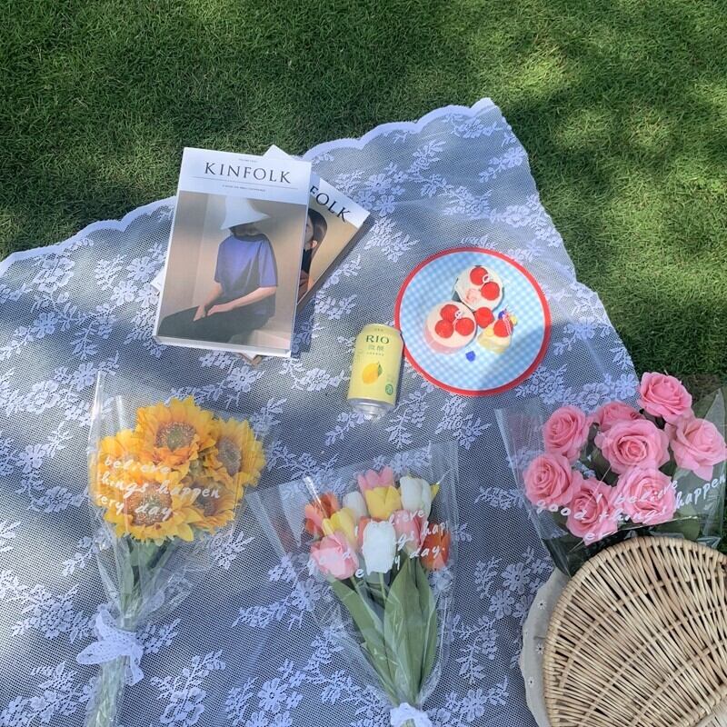 送料無料 映える おしゃピク グッズ ピクニック マット 花柄 レース レジャーシート テーブルクロス アウトドア 上品 可愛い オシャレ Lamitte Deco トレンド 韓国ファッション ショップ Base店