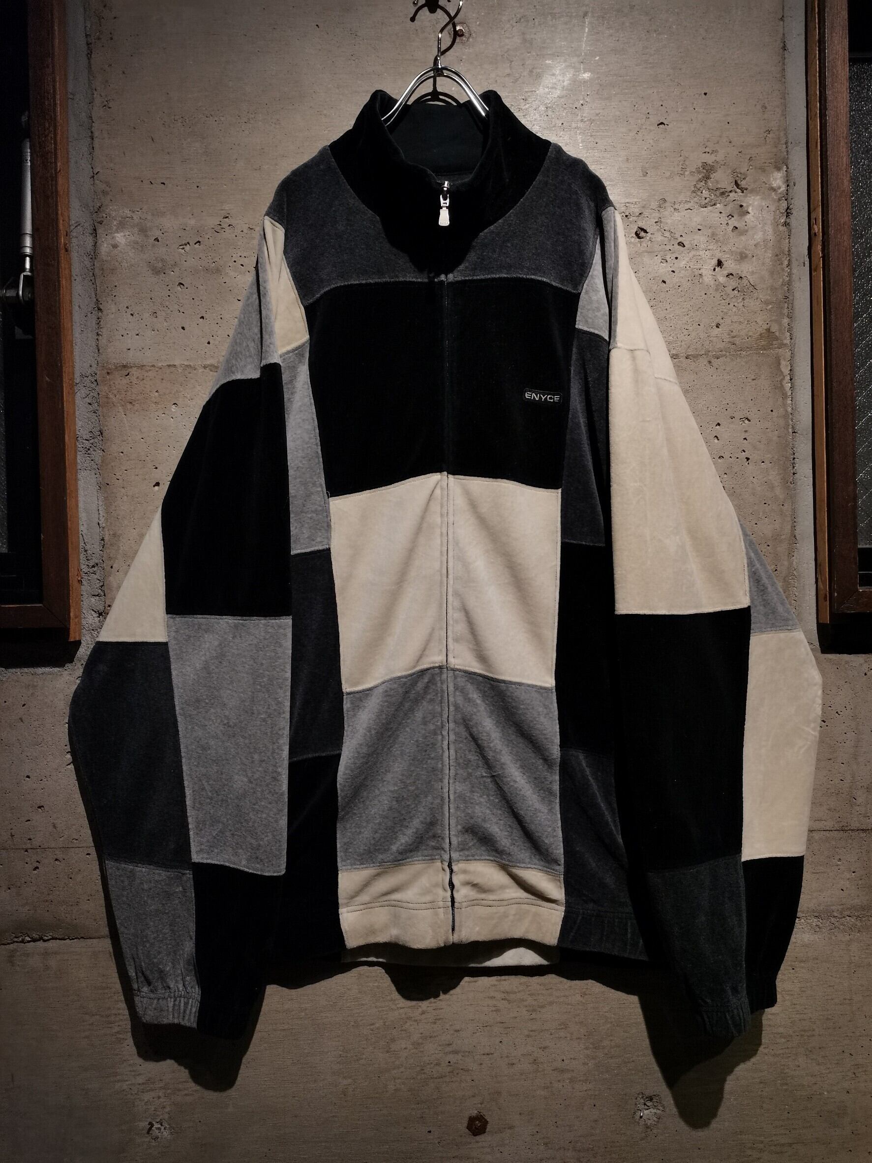 Caka】“ENYCE” Monotone patchwork Design Vintage Loose Velour Track 