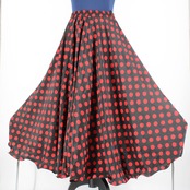 【美品 社交ダンス衣装】スカート レッスンウェア 練習着 ICHIOKU イチオク 黒 赤 ブラック レッド 水玉 ドット 派手 かわいい