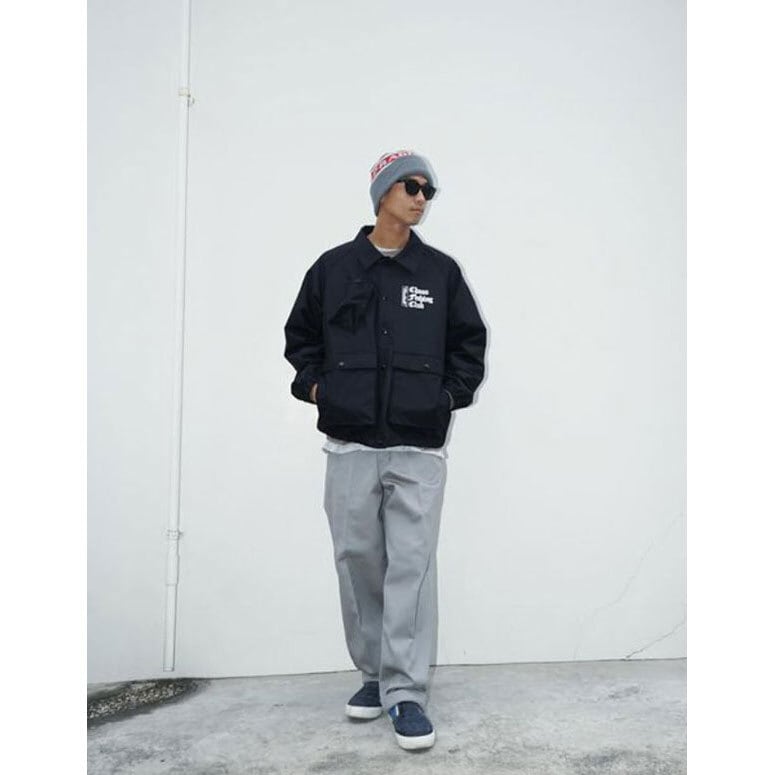 RADIALL (ラディアル) Chrome Letters WINDBREAKER JACKET コーチジャケット ストリート メンズ 冬  ジャケットアウター 防水 ゆったり ポケット 多機能 ブランド 黒 CHAOS FISHING CLUB カオスフィッシングクラブ