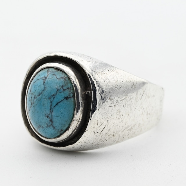 Round Turquoise Top Signet Ring  #23.0 / Denmark