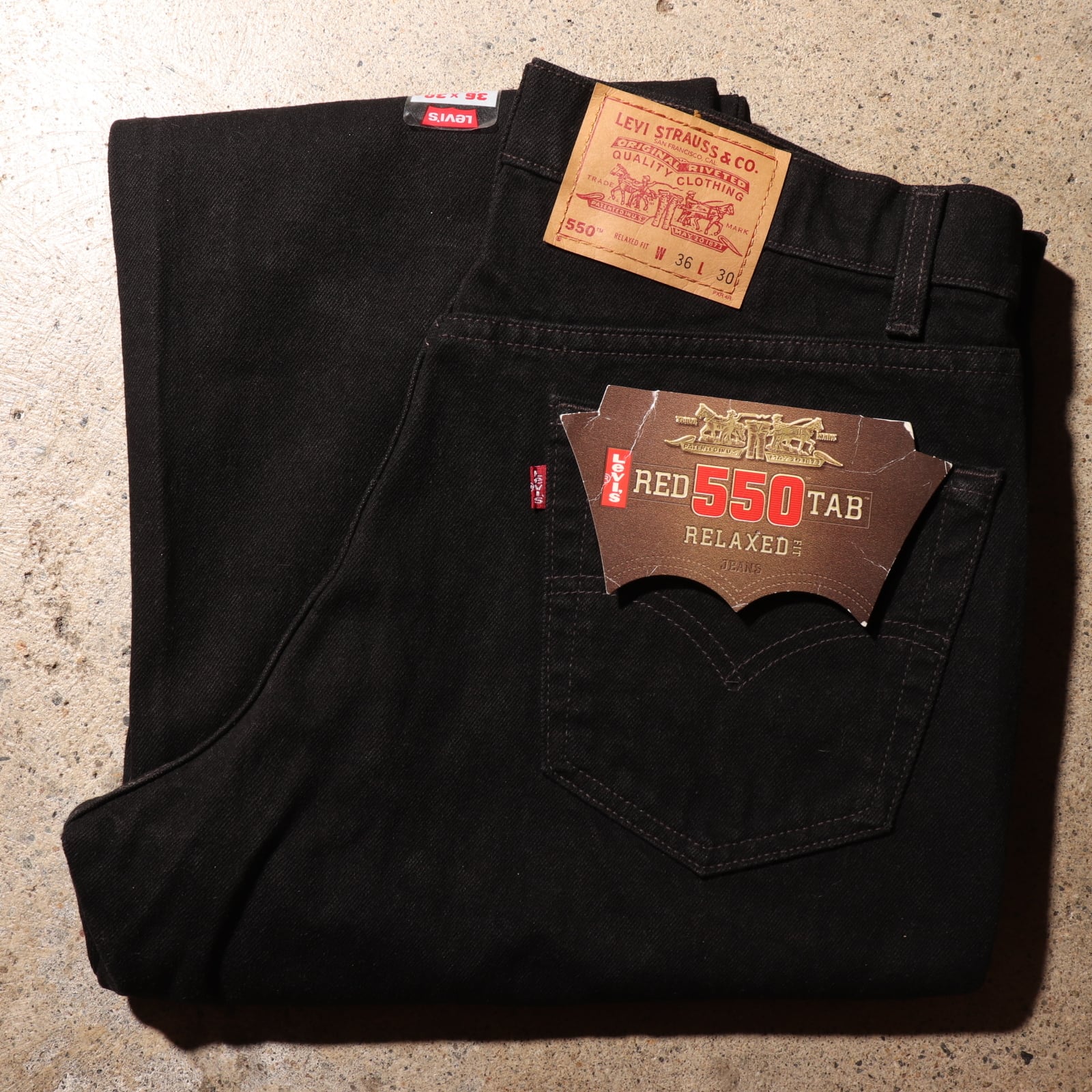 未使用 36×30 Levi's550 USA サルファーブラック デニムパンツ