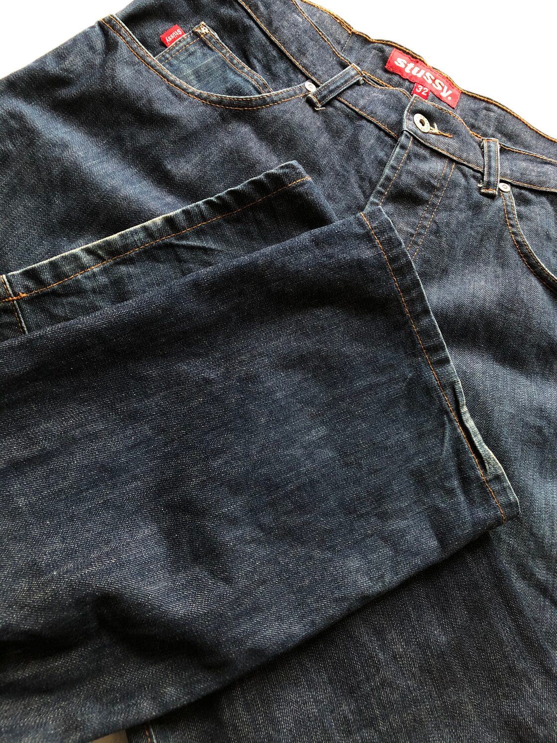 90s USA製 STUSSY 5PKT INDIGO DENIM BARBARA KRUGER TAG OLD VINTAGE 