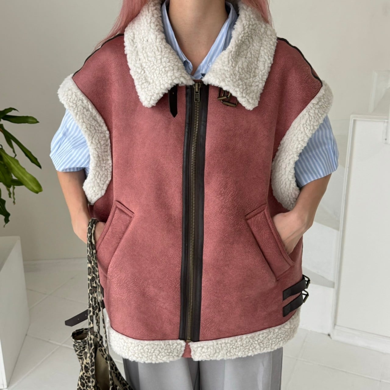 ビッグシルエットファーベスト_LN03144