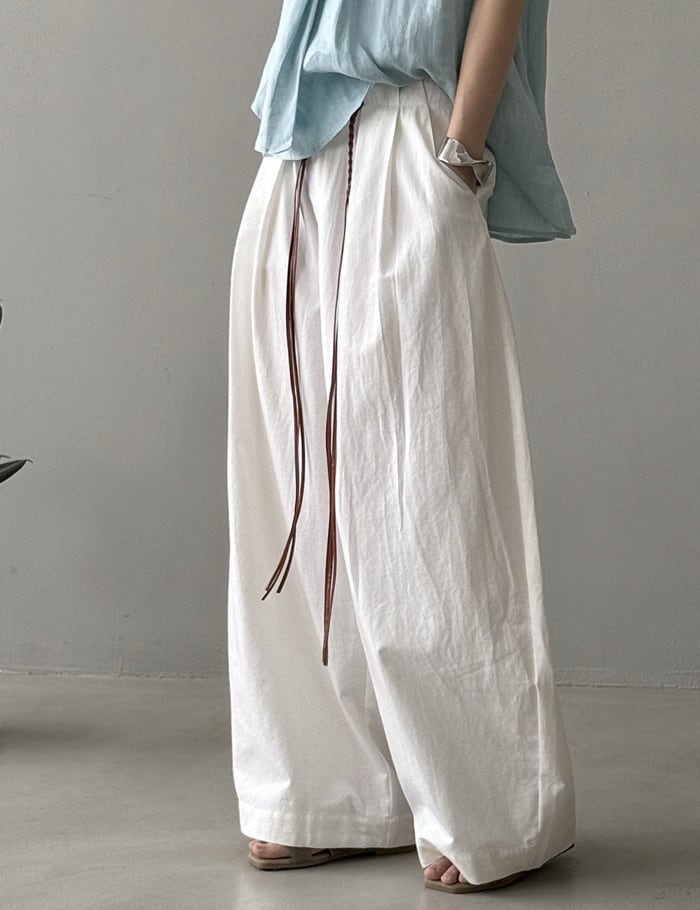 25ss】Linen Wide Pants (with Belt)_2colors | mienneミアンヌ