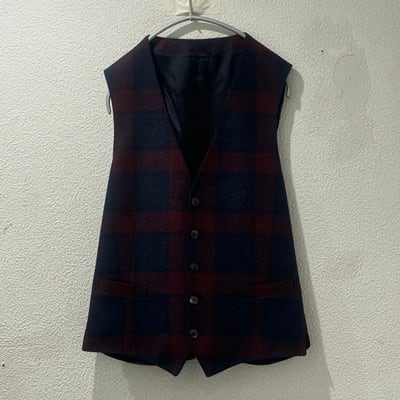 GUCCI グッチ 秋冬 チェック 3Pセットアップスーツ レッド系×ネイビー 