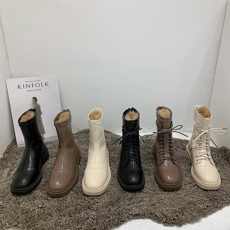 ブーツウィンターベルベットカジュアルレッドショート レース 靴 シューズ 冬物 レースアップ フェイクシューズ18107151121