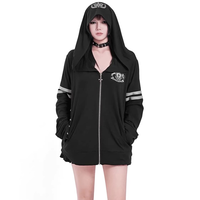 ビッグフードクラウンダブルライン刺繍ジップパーカー（ruf_02958）